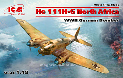 Сборная модель из пластика He 111H-6 «Северная Африка», Германский бомбардировщик ІІ МВ (1/48) ICM