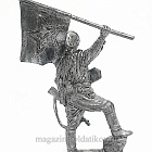 Миниатюра из олова Краснофлотец морской пехоты с флагом (гюйсом), 1943-45гг., 54мм. EK Castings (WW2-81) (WW2-81)
