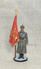 Старший сержант РККА со знаменем, 1941 г. СССР, 54 мм - фото