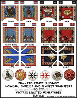 ELP VL 2 Carthaginian War Elephant, Ptolomeic shield, howdah and blanket transfers