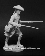 Сборная миниатюра из смолы Шведский мушкетер пехотных полков в бою, 1700-1721, 54 мм, Chronos miniatures - фото