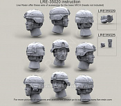 LRE35020 Шлем армии США ACH-MICH в чехле с креплением ночных очков NVG PVS 7-14-1, 1:35, Live Resin