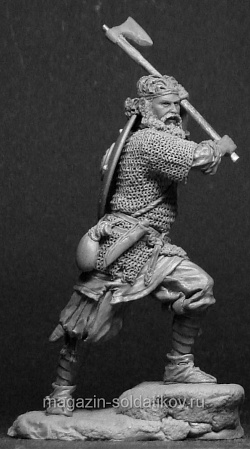Сборная миниатюра из смолы Русский воин с топором XIII-XIV вв. 54 мм, Chronos miniatures (CHM-54060) (CHM-54060)