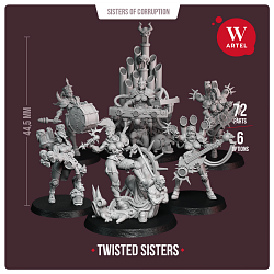 Сборные фигуры из смолы Twisted Sisters Band, 28 мм, Артель авторской миниатюры «W»