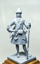 Сборная миниатюра из смолы Гвардеец армии Петра I, 75 мм, Баталия миниатюра - фото