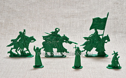 Солдатики из пластика Тевтонский орден.Магистр и его ставка, 54 мм (6 шт, пластик, зеленый) Воины и битвы