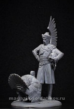 Сборная фигура из металла Польский крылатый гусар и индюк, 17 век 54 мм, V.Danilov - фото