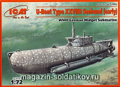Сборная модель из пластика Германская подводная лодка «Zeehund», тип XXIIB (1/72) ICM - фото