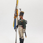 Миниатюра из олова Подпрапорщик мушкетерского полка со знаменем, 1803-06 гг, 54 мм, Студия Большой полк