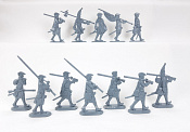 Солдатики из пластика 54-004 Пехота Карла XII в походе, Северная война 1700-1721 гг (серый), Студия Большой полк - фото