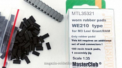 Worn rubber pads WE210 type for M3 Lee/Grant/RAM/M4, 1/35 MasterClub