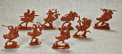 Солдатики из пластика Пигмеи Камбути. Воины на страусах, 54 мм (8 шт, медный, пластик) Воины и битвы