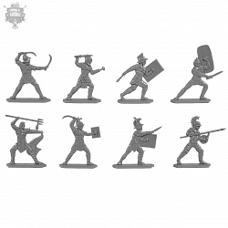 Солдатики из пластика Гладиаторы , 54 мм ( 8 шт, цвет-серебряный, пластик, б/к), Воины и битвы