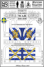 Знамена, 22 мм, Тридцатилетняя война (1618-1648), Швеция, Пехота - фото