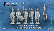 Сборная миниатюра из смолы Французская линейная пехота: командная группа фузилер, Франция, 28 мм, Аванпост - фото