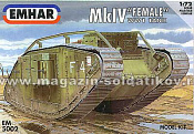 Сборная модель из пластика MK IV «Female» WWI heavy tank Decals: British/captured Germ, 1:72, Emhar - фото