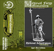 Сборная миниатюра из смолы Средневековый пехотинец, 75 mm (1:24) Medieval Forge Miniatures - фото