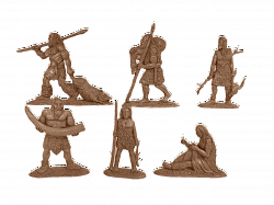 Материал - двухкомпонентный пластик Неандертальцы, выпуск №2, 54 мм (6 шт, бежевый цвет), Воины и битвы