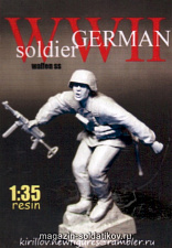 Сборная миниатюра из смолы ДК Немецкий солдат, войска SS, 1/35 - фото