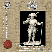 Сборная миниатюра из смолы Musketeer, Europe 17 th, 54 mm Medieval Forge Miniatures - фото