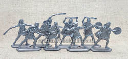 Балеарские Пращники, 8 шт, пластик (серебряный), 54 мм, Воины и Битвы