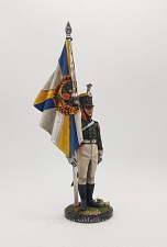 Миниатюра из олова Подпрапорщик мушкетерского полка со знаменем, 1803-06 гг, 54 мм, Студия Большой полк - фото
