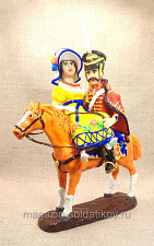 Гусар с дамой на коне, цветная полимерная глина - фото