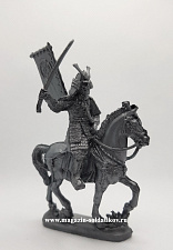 Солдатики из пластика Конный самурай, флажок на спине - фото