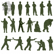 Солдатики из пластика Танкисты, Полный набор, 54 мм (18 шт., хаки, смола) Воины и битвы - фото
