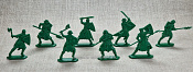 Солдатики из пластика Тевтонский орден. Пешие сержанты, 54 мм (8 шт, пластик, зеленый) Воины и битвы - фото
