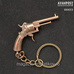 Брелок из бронзы Брелок «Револьвер "Lefaucheux», 55 мм, Аванпост
