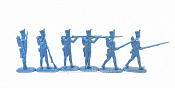 Солдатики из пластика Д54-010 Французская линейная пехота в бою, 1812 год (голубой металлик), 1812 год Студия Большой полк - фото