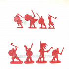Солдатики из пластика Викинги. Дружина ярла (8 шт, красный) 52 мм, Солдатики ЛАД