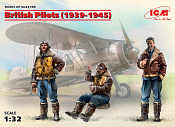 Сборные фигуры из пластика Фигуры, Пилоты ВВС Великобритании (1939-1945 г.), 1:32, ICM - фото