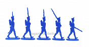 Солдатики из пластика Д54-009 Доп.наб.Французская пехота на марше, 1812 г.(синий), 1812 год Студия Большой полк - фото