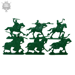 Солдатики из пластика Конные сержанты. (6 шт., пластик, темно-зеленый), Воины и битвы