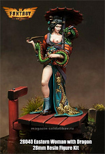 Сборная миниатюра из смолы Eastern Woman with Dragon, First Legion - фото