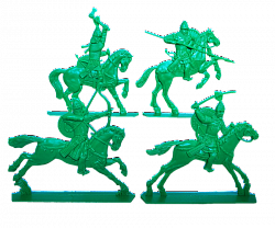 Солдатики из пластика Конные половцы, Выпуск 1, 54 мм (4 шт, зеленый цвет, без кор), Воины и битвы