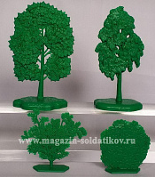 Солдатики из пластика Деревья и кусты. Лето 1-1 (2+2 шт, ярко зеленый цвет), Воины и битвы - фото