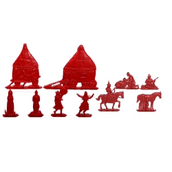 Солдатики из пластика Половецкий стан, Полный комплект (10 шт, красный цвет, в кор), Воины и битвы