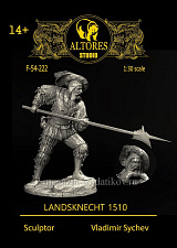 Сборная миниатюра из смолы Ландскнехт 1510 г, 54 мм, Altores Studio - фото