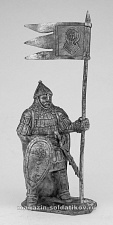 Миниатюра из олова 015 РТ Княжеский дружинник с флагом, 54 мм, Ратник - фото