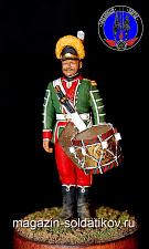 Сборная миниатюра из металла Барабанщик мушкетерского полка с 1756 по 1761г, 1:30, Оловянный парад - фото