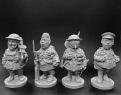 WW1: Британская армия, набор №1 (пехота) - комплект шаржевых фигур из 4-х штук - фото