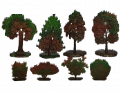 Солдатики из пластика Деревья и кусты, 8 шт., Осень 3, зелёно-коричневый, Воины и битвы - фото