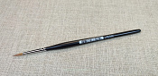 Кисть колонок №2,5, круглая, ручка коротк. фигурная черная матовая, белая обойма, Roublof - фото
