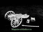 Сборная миниатюра из металла Французская 7-дюймовая гаубица, Наполеоника, 28 мм, Berliner Zinnfiguren - фото